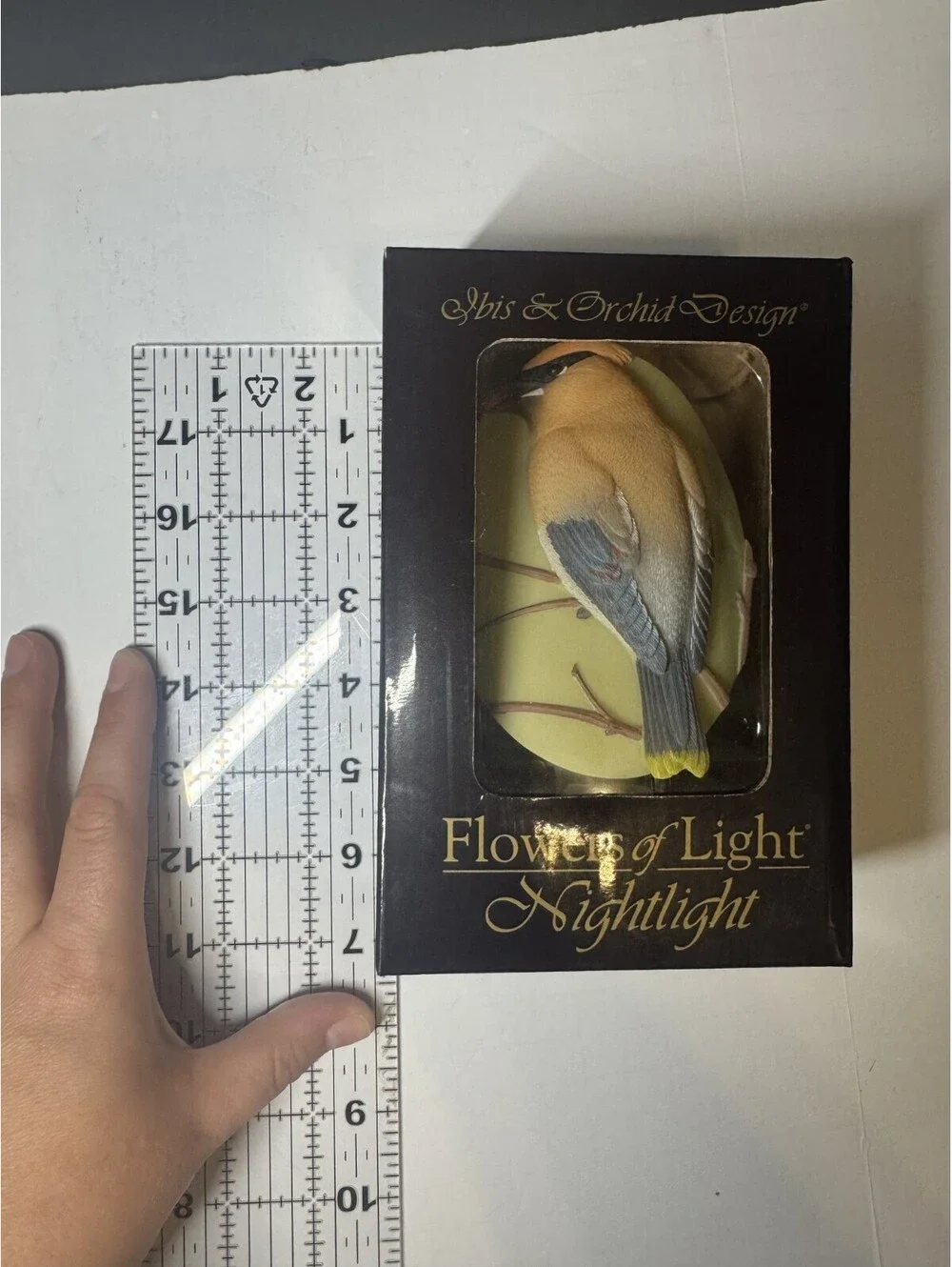 Ibis & Orchid Design Flowers Of Light Nightlight - Cedar Waxwing NIB